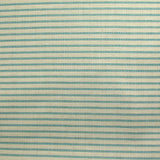 Coton imprimé à rayures hachurées turquoise fond beige clair