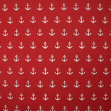 Coton imprimé ancre marine blanche fond rouge