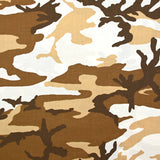 Coton imprimé camouflage marron et blanc