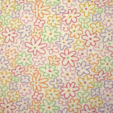 Coton imprimé contour de fleurs fond écru