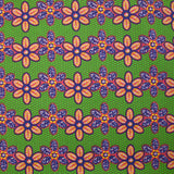 Coton imprimé ethnique Holten fuchsia fond vert prairie