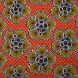 Coton imprimé ethnique Uden jaune fond orange
