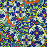 Coton imprimé ethnique Veendam bleu roi et orange