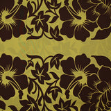 Coton imprimé fleurs géantes marron fond vert anis