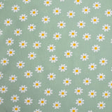 Coton imprimé marguerite fond céladon