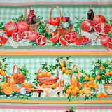 Coton imprimé frise vitaminée orange et vert