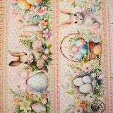 Coton imprimé lapin de Pâques rose