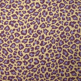 Coton imprimé léopard violet fond jaune beurre