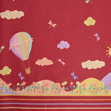 Coton imprimé montgolfière fond rouge tomette