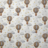 Coton imprimé montgolfière ourson fond blanc