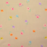 Coton imprimé petites fleurs colorées fond beige