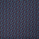 Coton imprimé planète rayé rouge fond marine