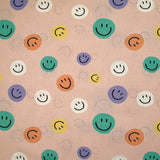 Coton imprimé smiley fond rose chair
