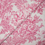 Coton imprimé toile de jouy rose