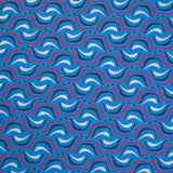 Coton imprimé vague fond bleu