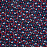 Coton imprimé vague rouge fond marine