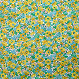Coton liberty ® Dahlia Dream moutarde et bleu au mètre