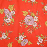 Coton liberty ® Tropical Sprig fond corail au mètre