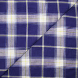 Coton tissé-teint carreaux lurex doré fond bleu marine
