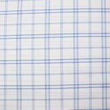 Coton tissé teint carreaux trait bleu fond blanc