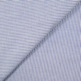 Coton tissé-teint rayé bleu 2mm fond blanc