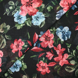 Crêpe georgette polyester imprimé bucolique fond noir