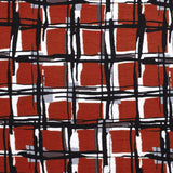 Crêpe viscose imprimé à carreaux fond marron