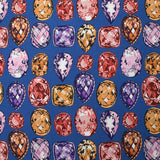 Crêpe viscose imprimé pierre précieuse fond bleu roi