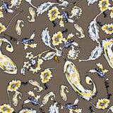Crépon de viscose imprimé Paisley fond taupe