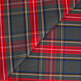 Gabardine polyviscose tissé teint à carreaux fond gris