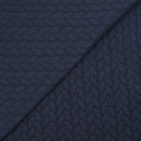 Jersey matelassé tresses fond bleu marine