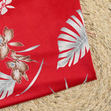 Jersey viscose imprimé Hawaii fond rouge fraise