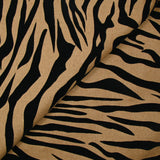 Laine mélangée floquée zèbre velours noir fond camel