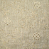 Lin viscose brodé ajouré sequins fleurs fond ficelle