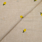 Lin viscose brodé citron fond ficelle