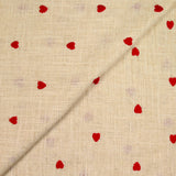 Lin viscose brodé coeur fond ficelle