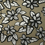 Lin viscose imprimé contour floral fond taupe