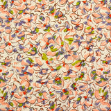 Lin viscose imprimé fleurs de pensées blush et violet fond écru