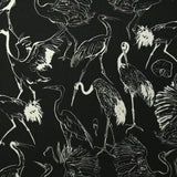 Lin viscose imprimé hérons fond noir