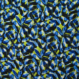 Mousseline imprimée abstrait bleu et vert fond noir