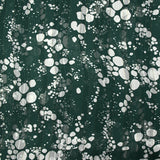 Mousseline imprimée bande satin effervescence fond vert émeraude