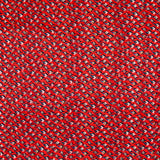 Mousseline imprimée bande satin oeil bleu fond rouge