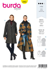 Patron Burda n°6462: Manteau clasique femme
