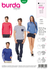 Patron N°6602 Burda : tee-shirt à capuche Petites tailles
