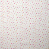 Piqué de coton imprimé fleurs et coeurs rose et orange fond blanc