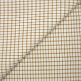 Polyester élasthanne à carreaux camel fond blanc cassé