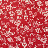 Popeline de coton imprimé pampille de Noël fond rouge