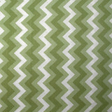 Popeline de coton imprimée chevrons vert et blanc