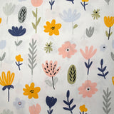Popeline de coton imprimée dessin de fleurs fond blanc