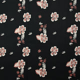 Popeline de coton imprimée fleur aloha marron fond noir